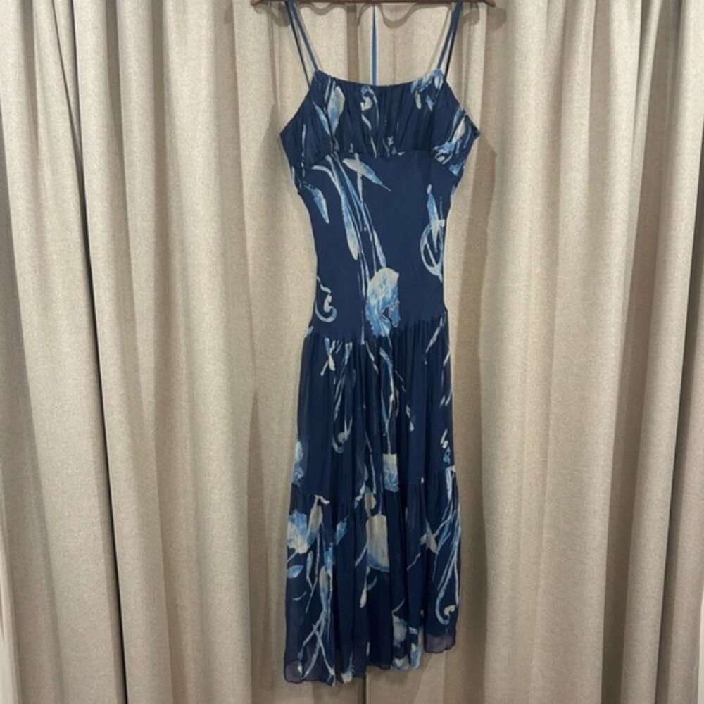 Elegant Blue Floral Mini Dress